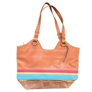 The Sak Sierra Chestnut Leather Colorful Stripe Purse